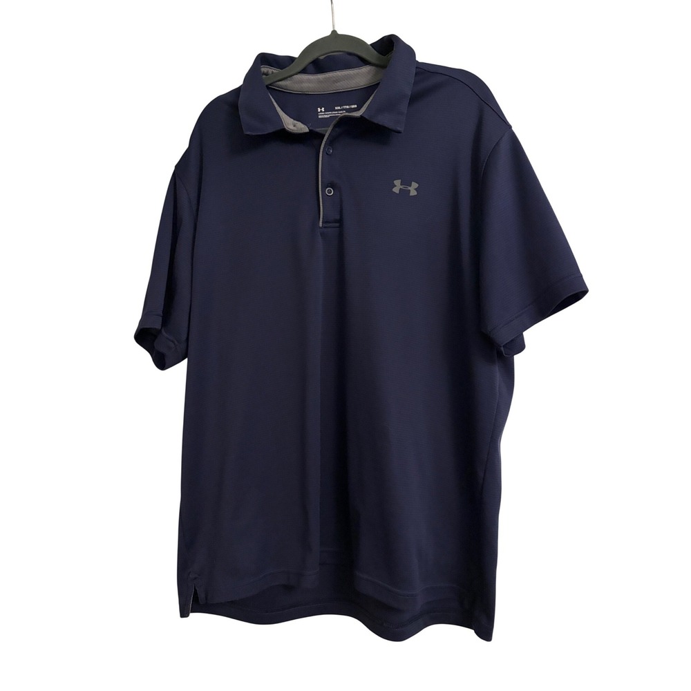 Under Armour Mens HeatGear Loose Fit Polo Shirt Navy Blue XXL 2XL Athletic Golf